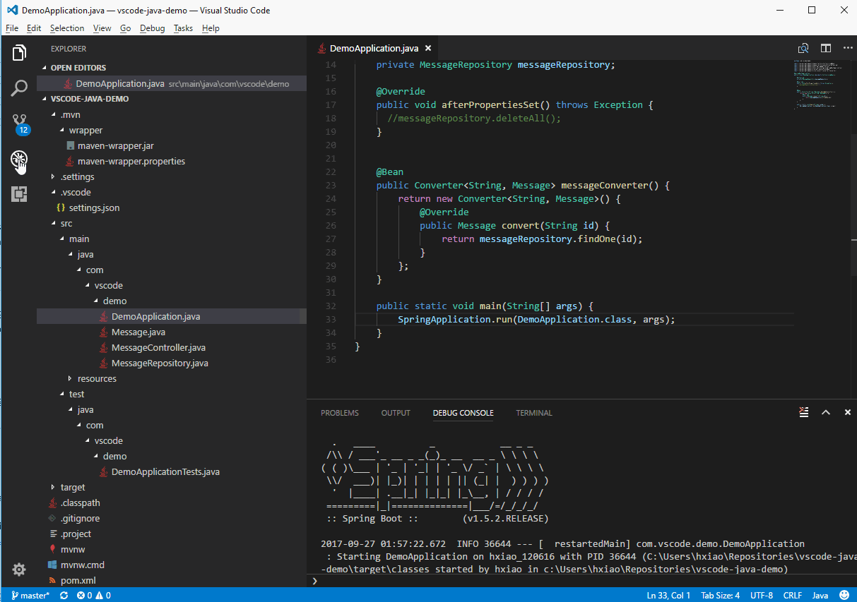 visual studio code debug package script in terminal