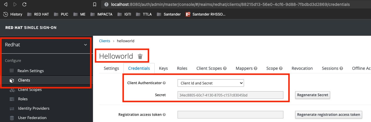 Red Hat Hello World Clients Secret