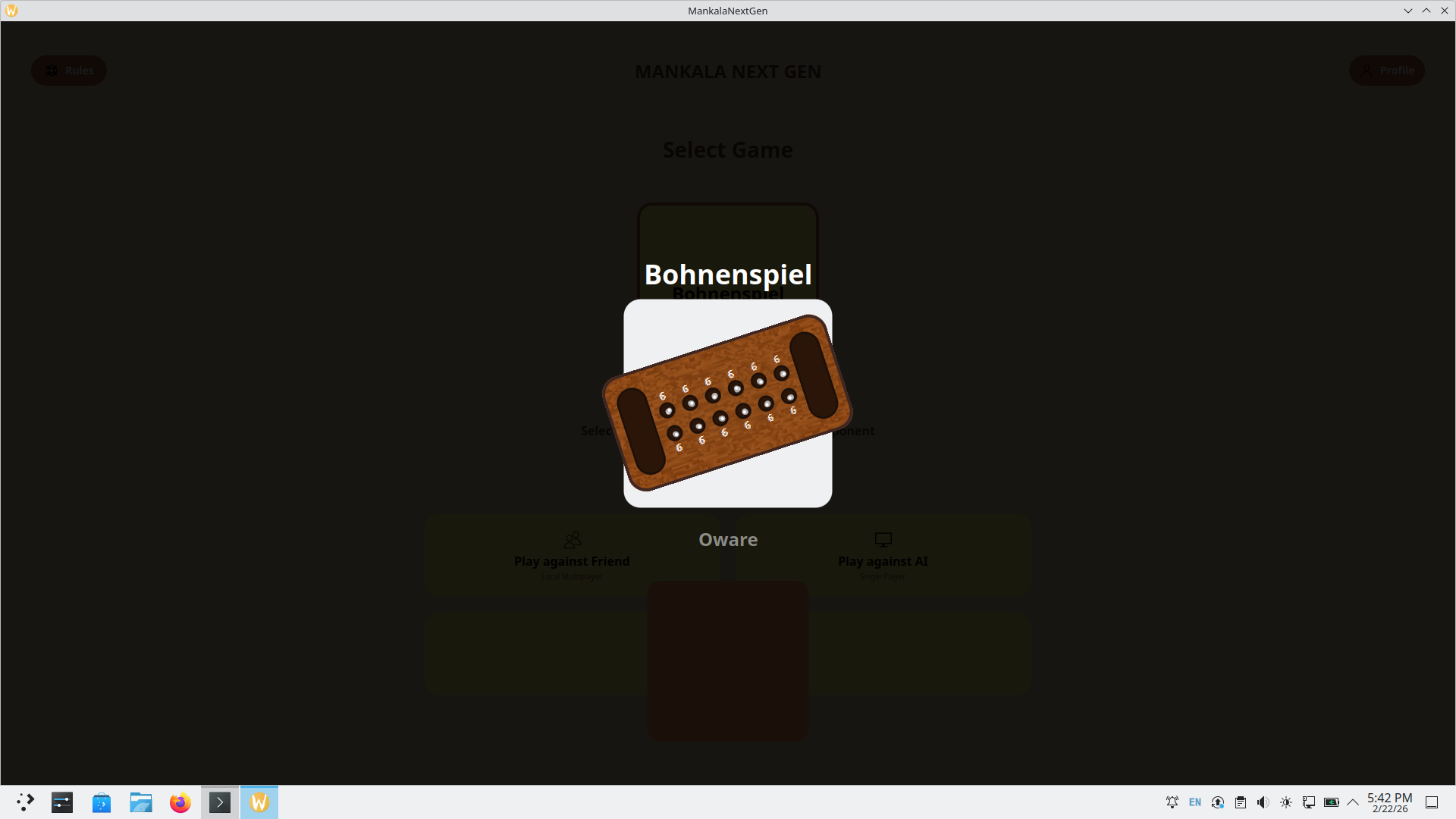 Mankala Proposed Home UI