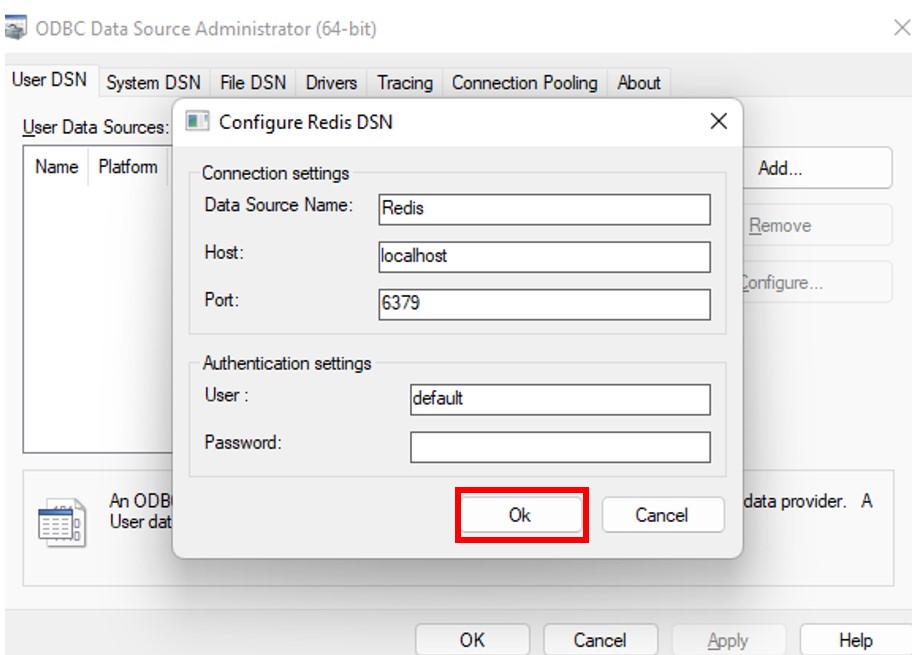 Finish DSN Configuration