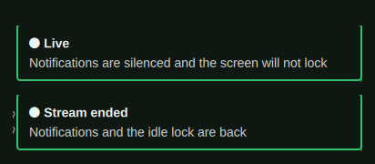 What it says as a stream starts and ends