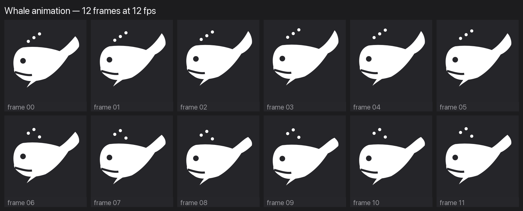 Whale animation frames