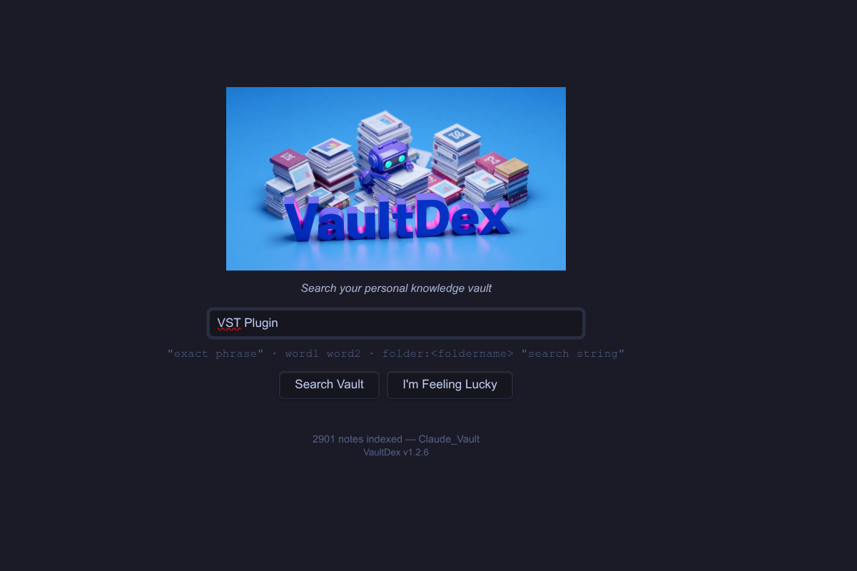 VaultDex home page