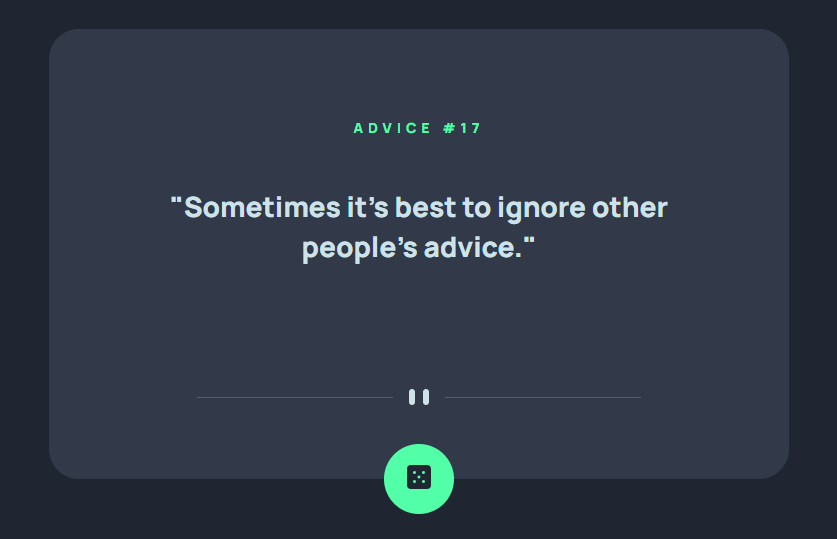 an image from the application's desktop screen with the text: advice number 17 - sometimes it's best to ignore other people's advice