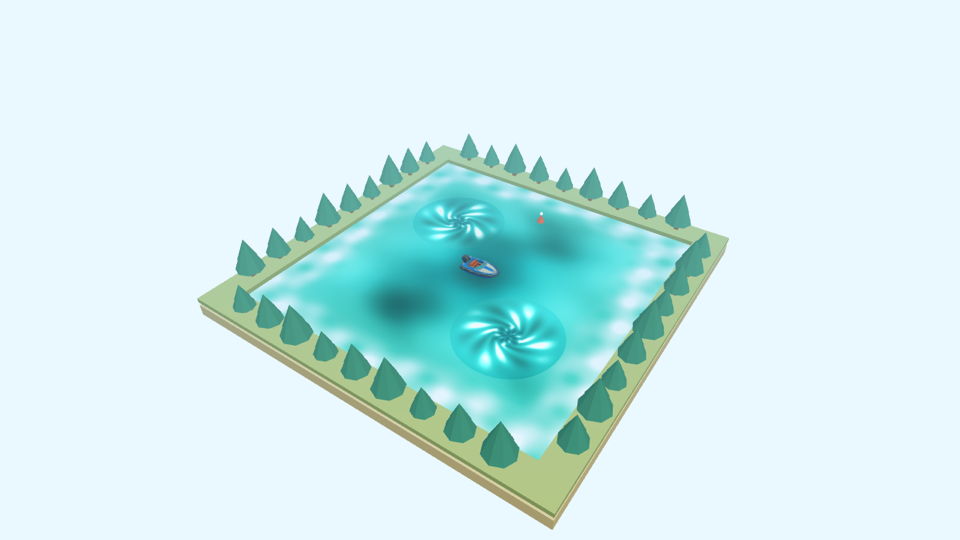 Lake overview with two whirlpools