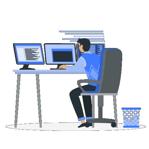 developer coding animation — AI engineer at work