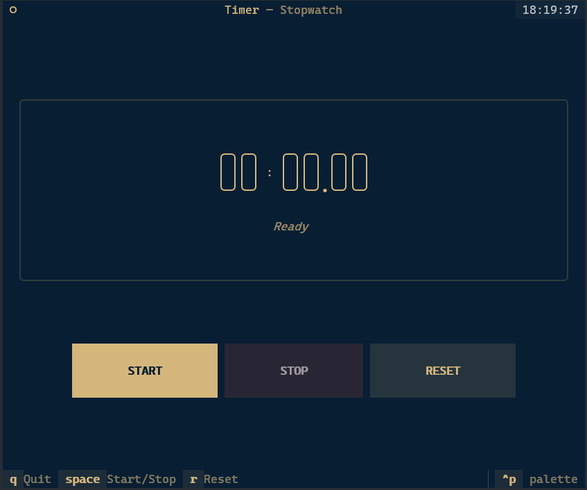 Stopwatch TUI Screenshot