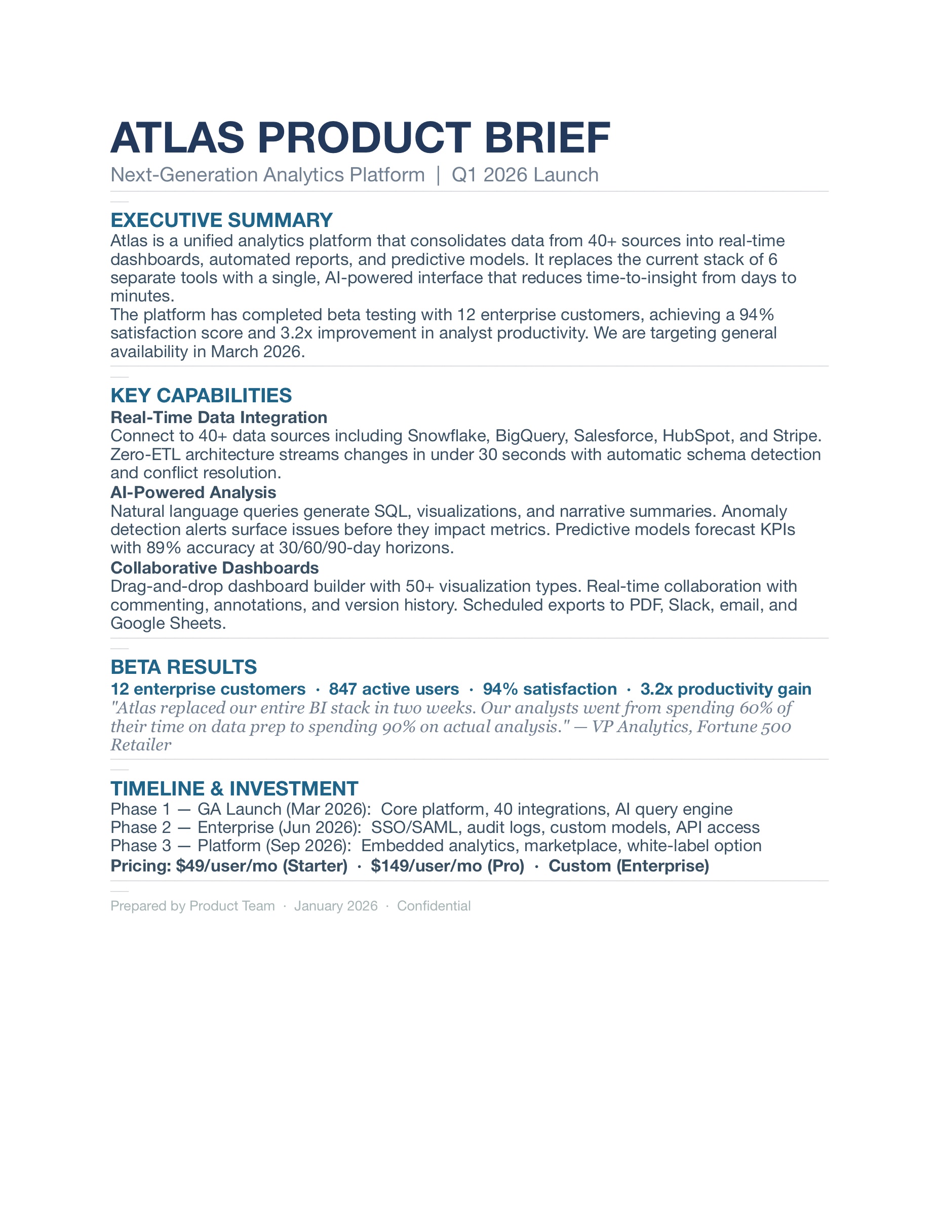 Product Brief in Pages