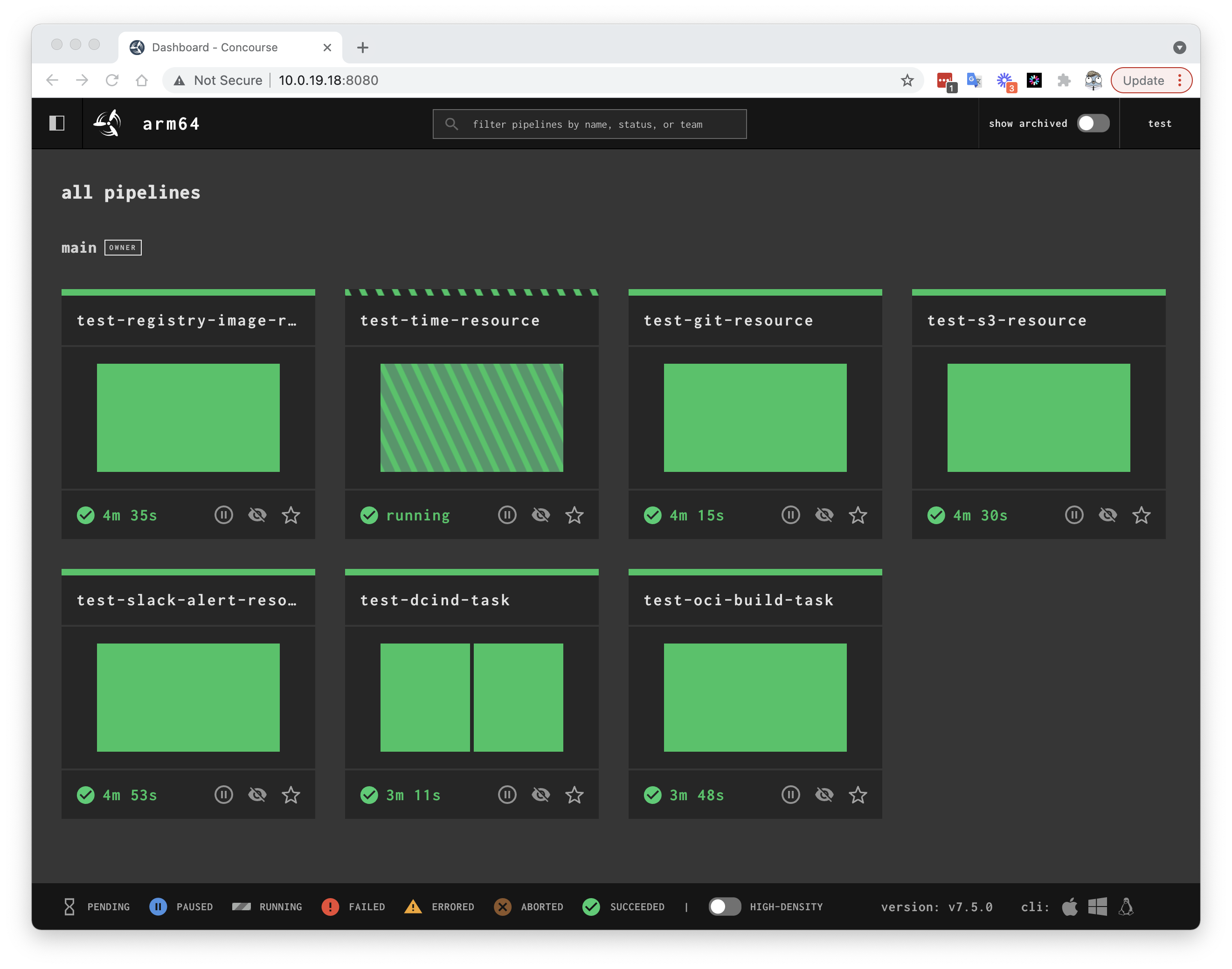 Concourse on arm64 screenshot