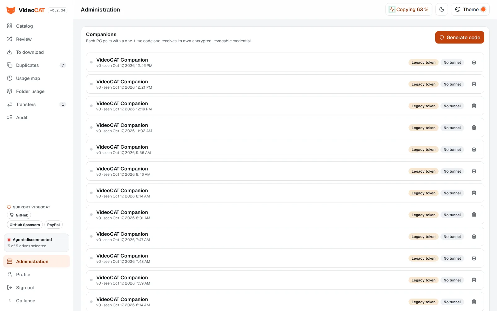 Capacity per drive, rename and remove drives, and Companions