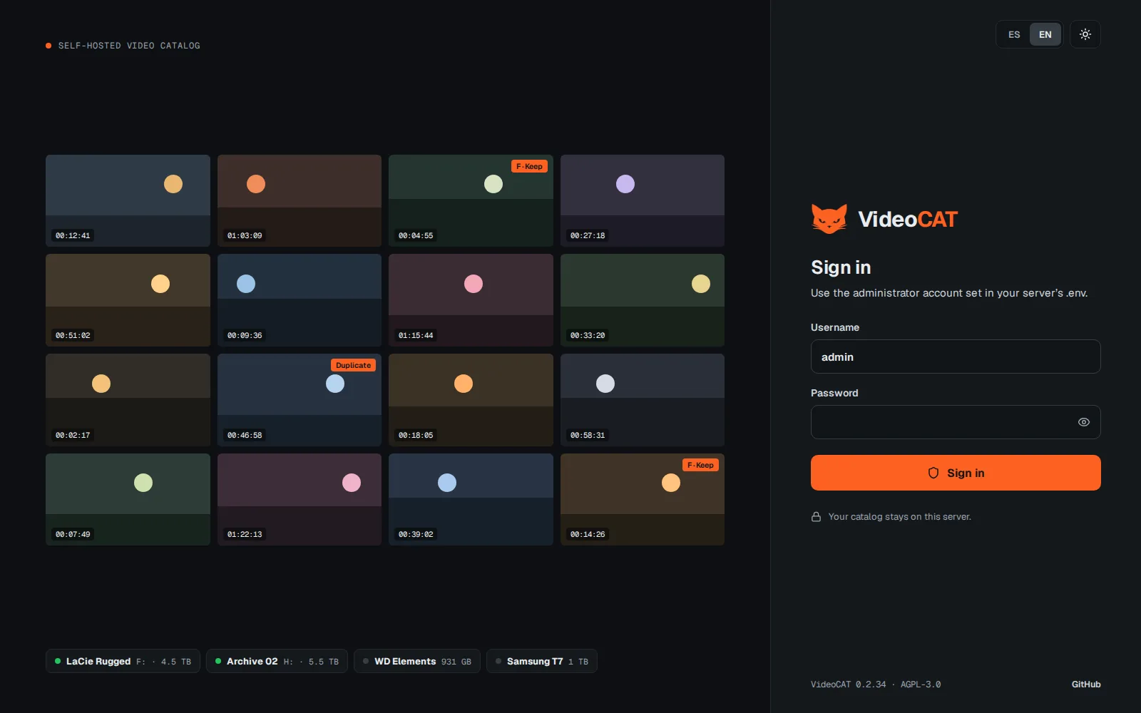 Sign-in screen in the dark theme