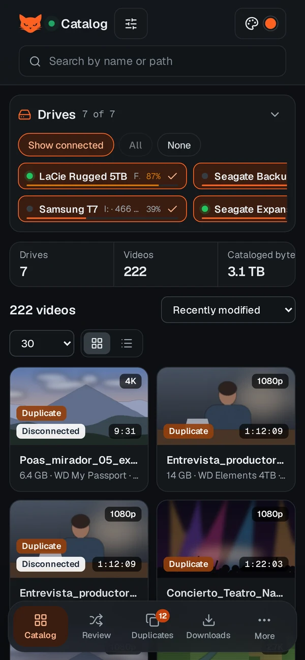 Catalog on a phone