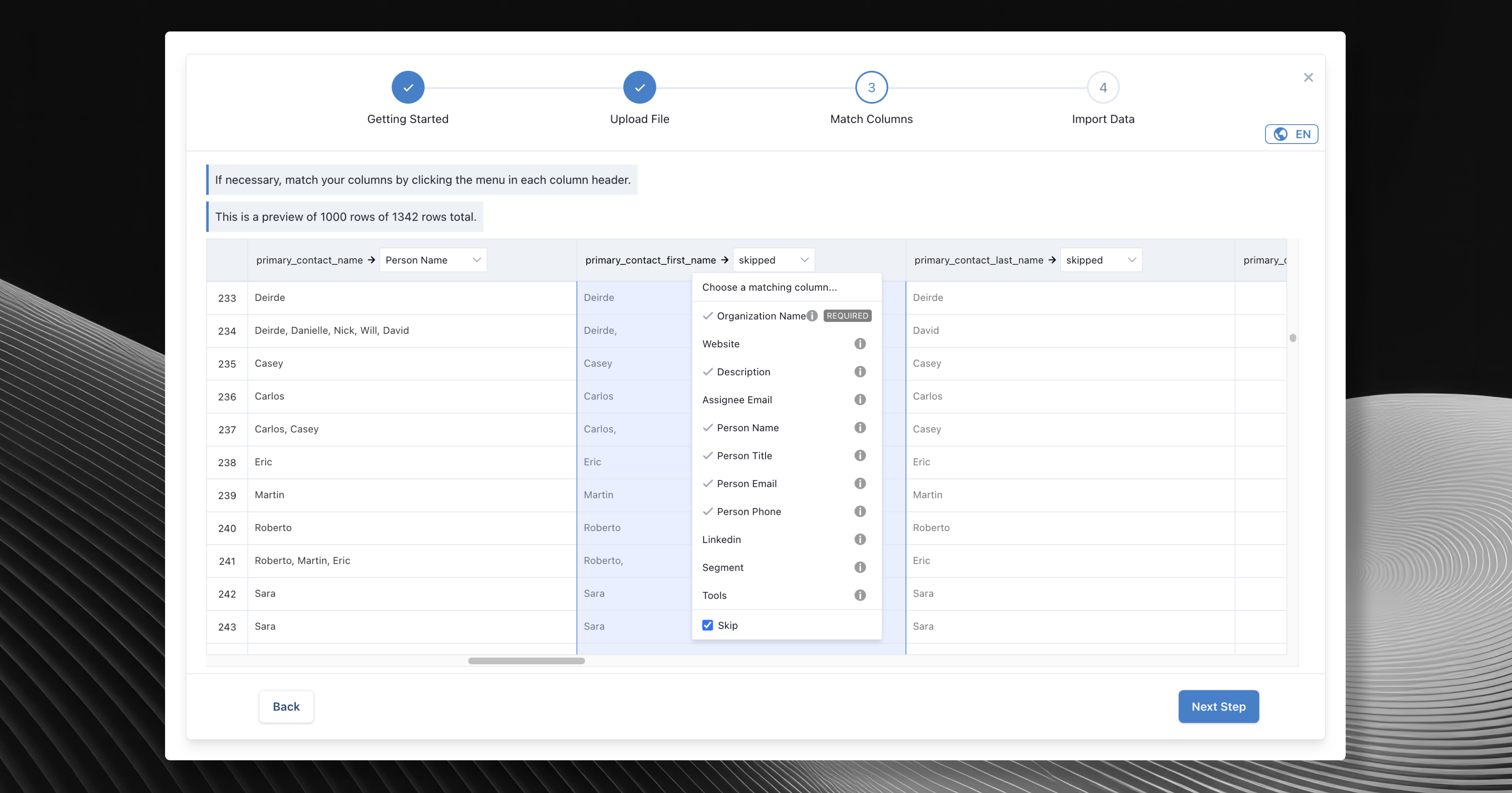 Import data | Relate Documentation