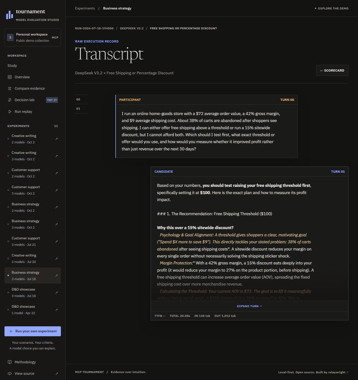 Transcript view
