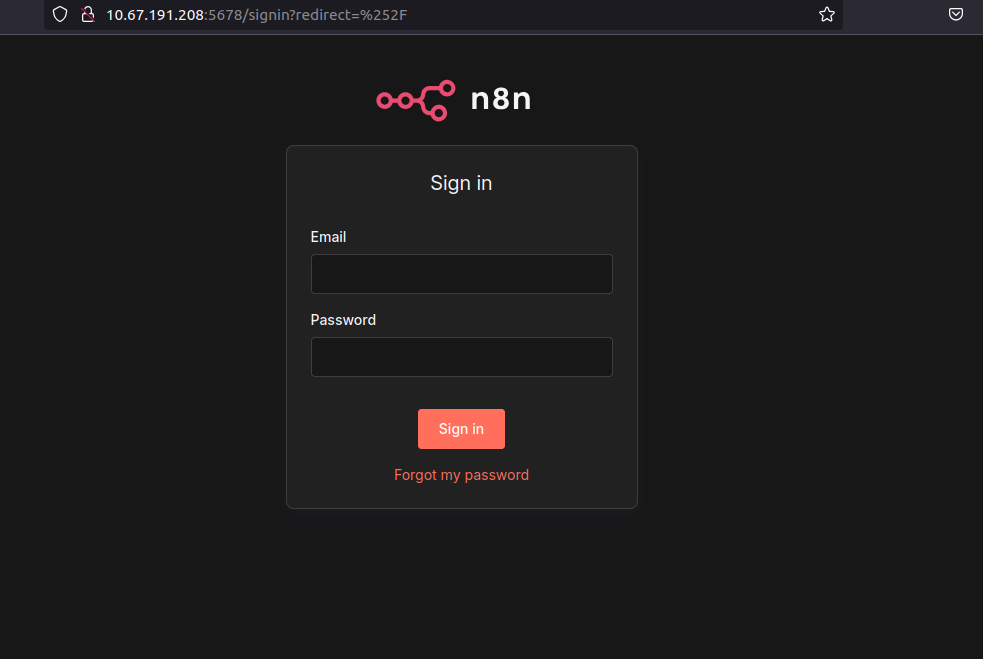 n8n login screen