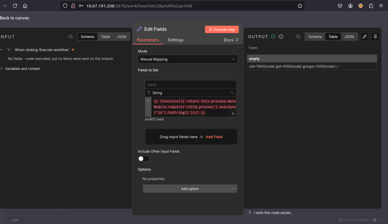 Expression field with payload