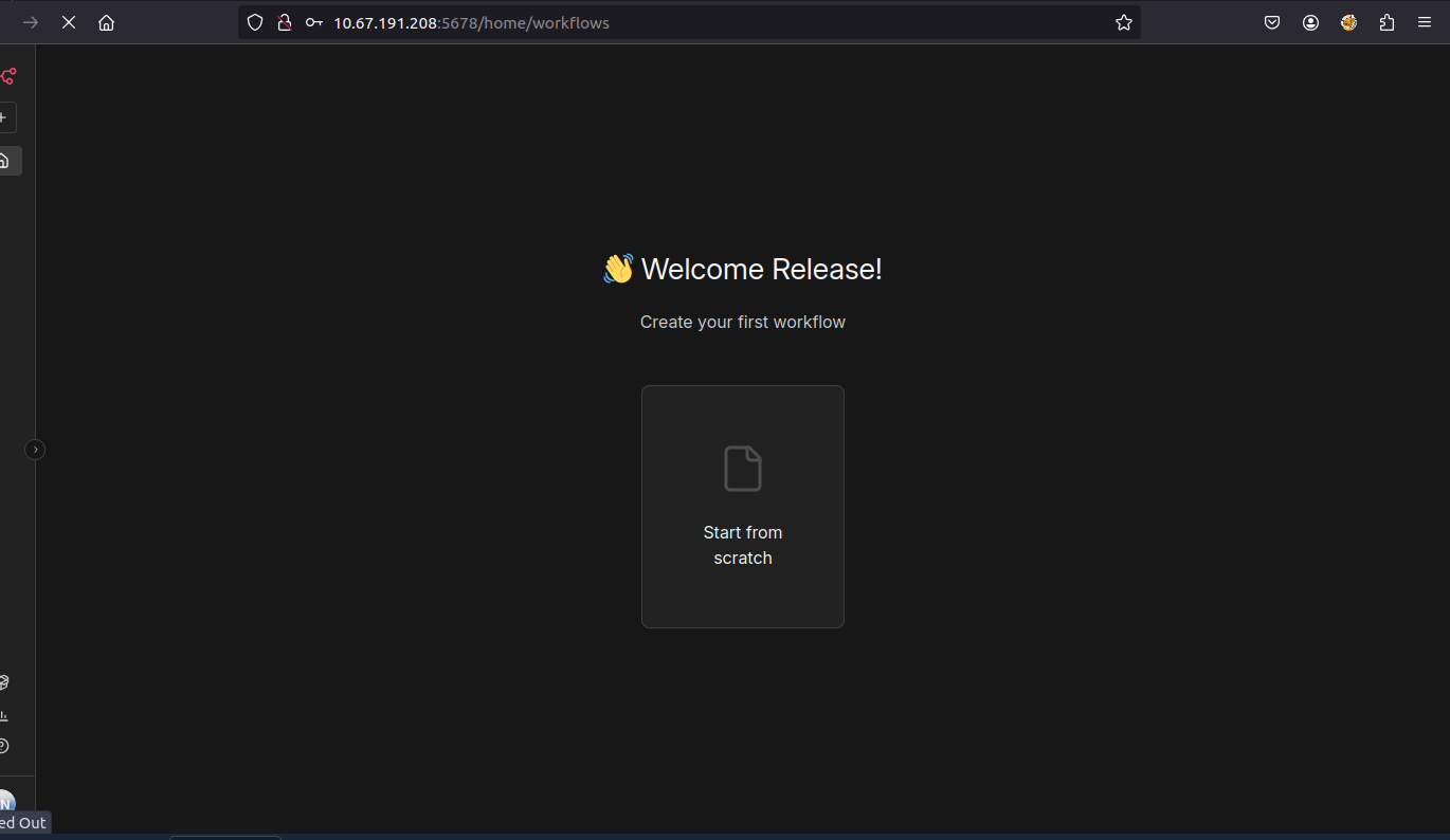 Initial screen for creating a workflow