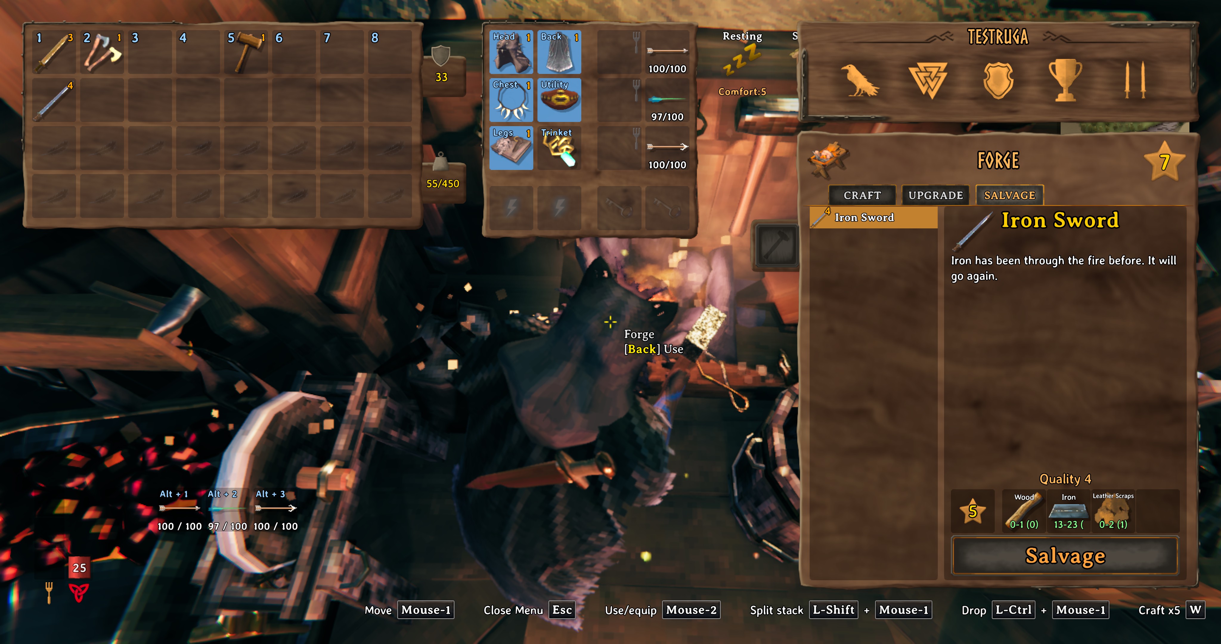 The Salvage tab