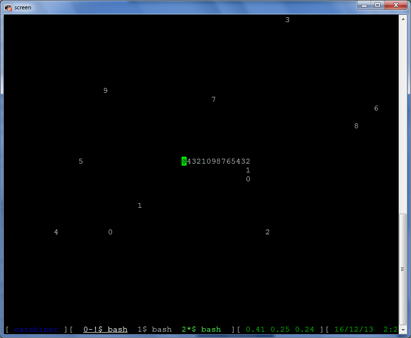 Screenshot of terminal-based snake game.