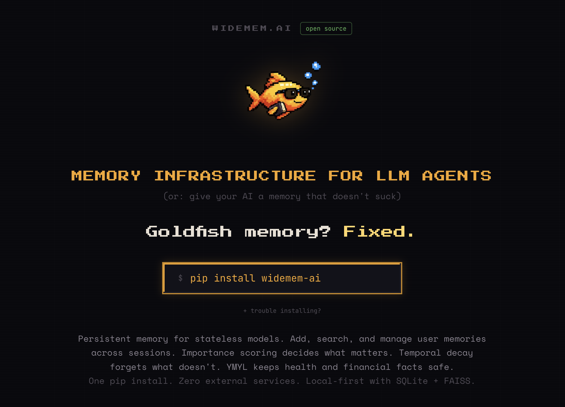 widemem.ai landing page