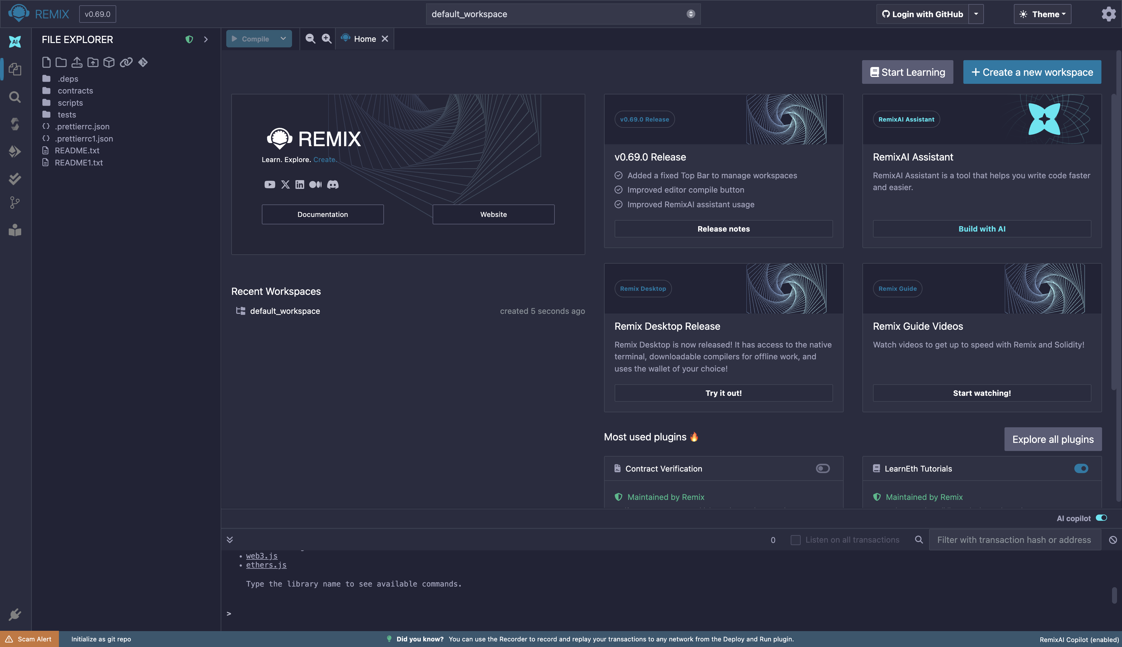 Remix IDE homepage