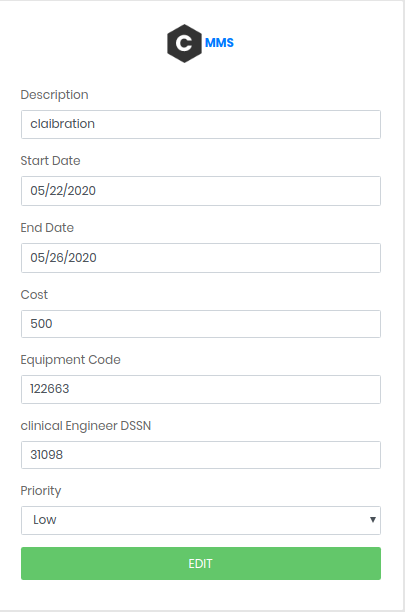 Edit work order