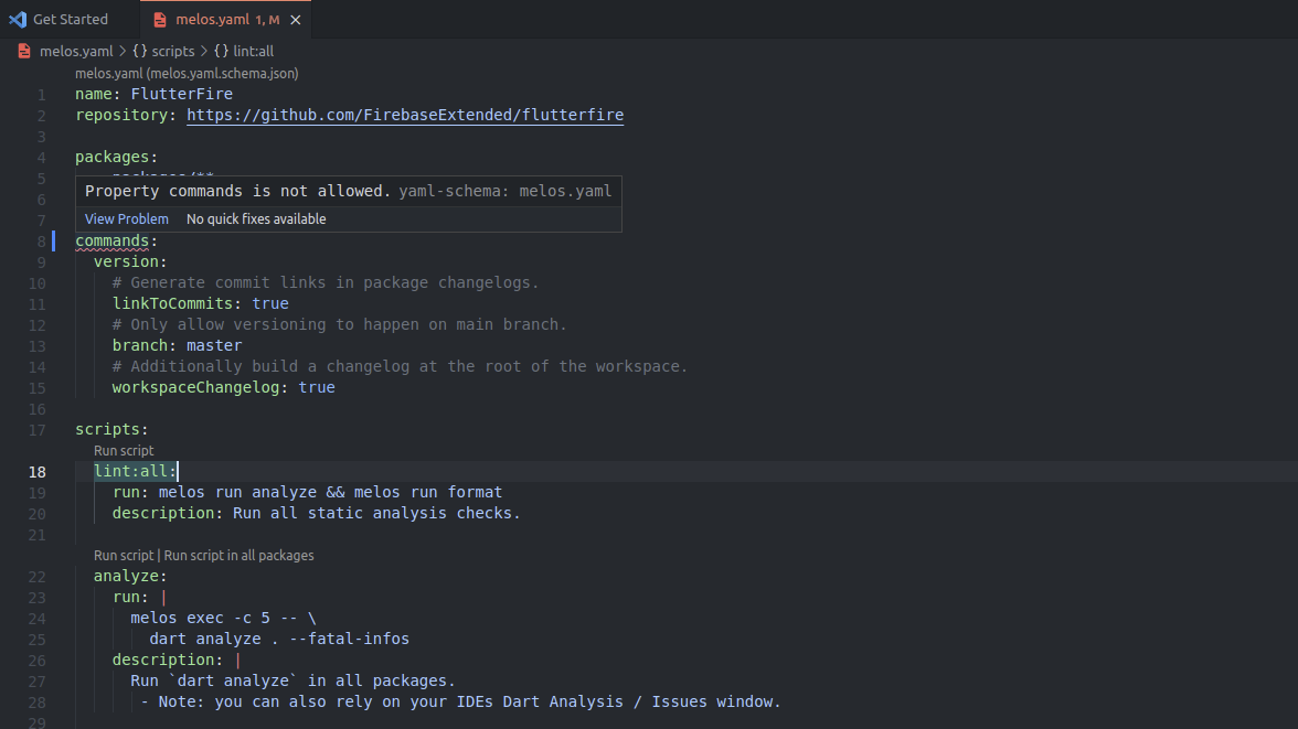 melos.yaml in VS Code
