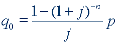 Calculo - q0 = (((1 - (1 + j) ** -n)) / j) * p