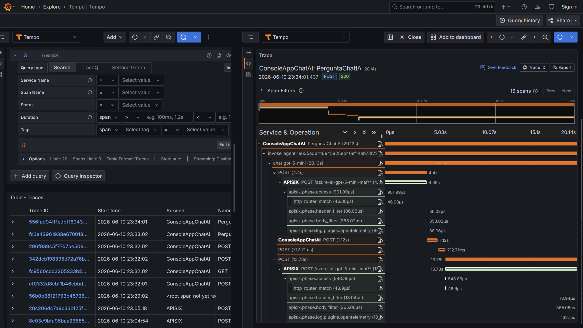 Trace no Grafana Tempo