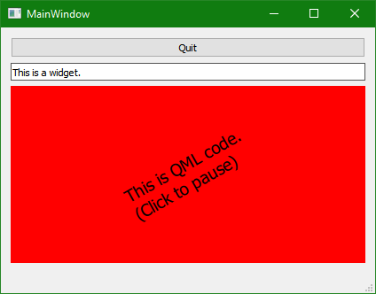 Screenshot of Widget and QML