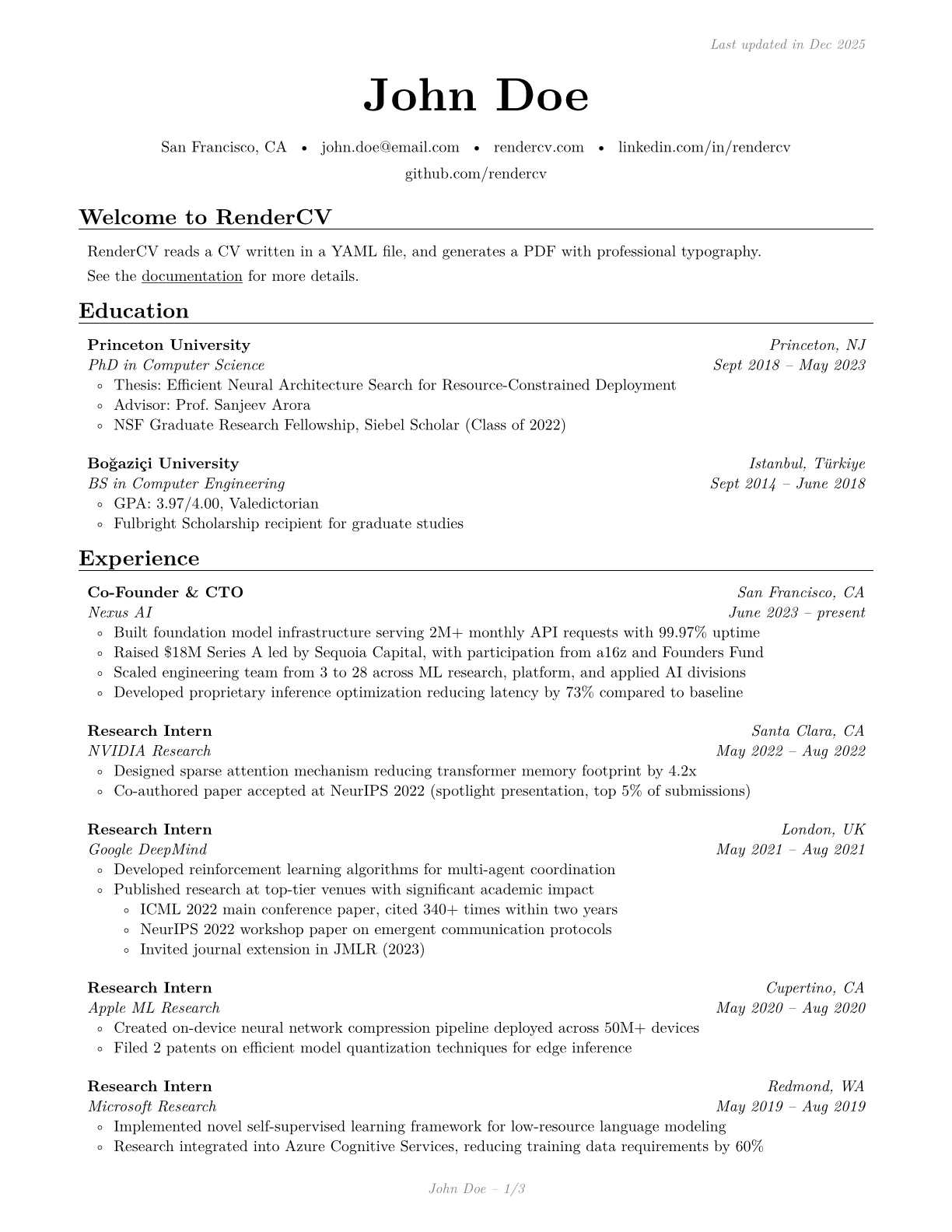 Sb2nov Theme Example of RenderCV