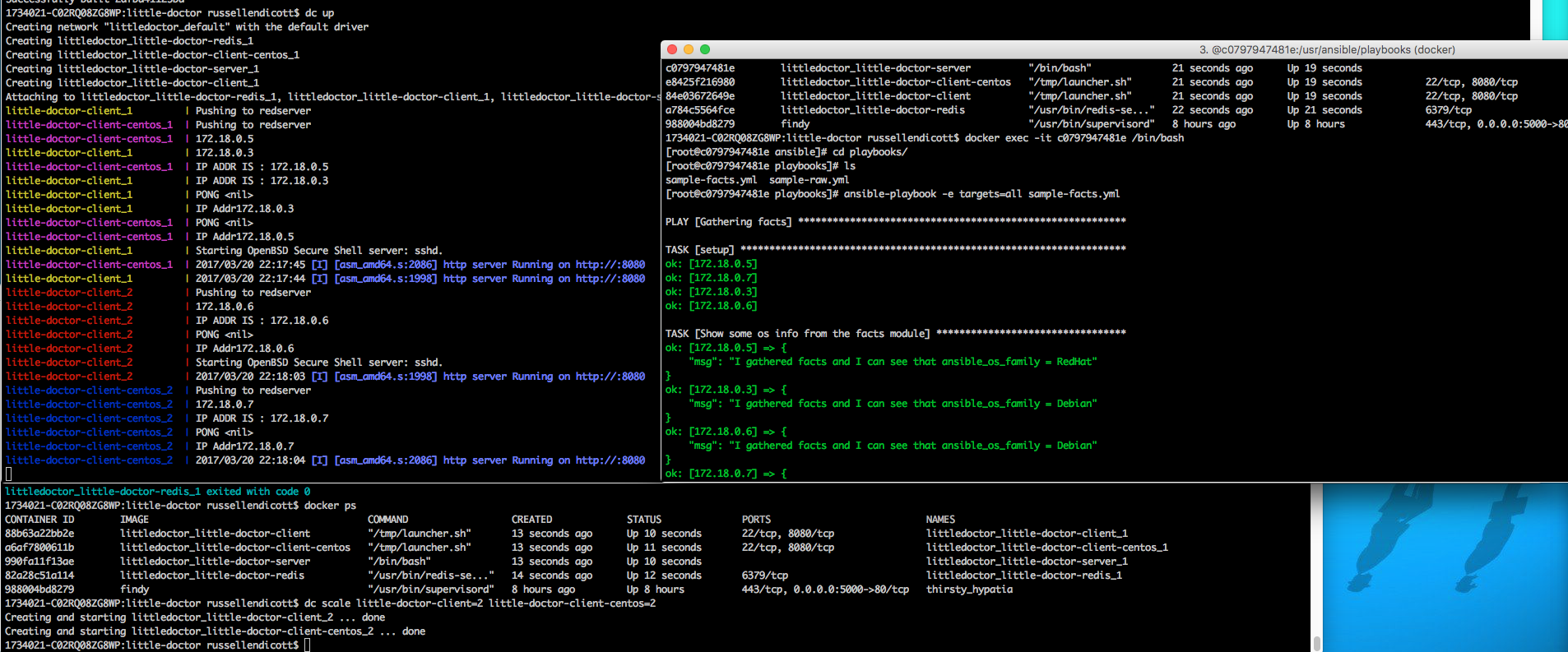 docker-compose scale ansible