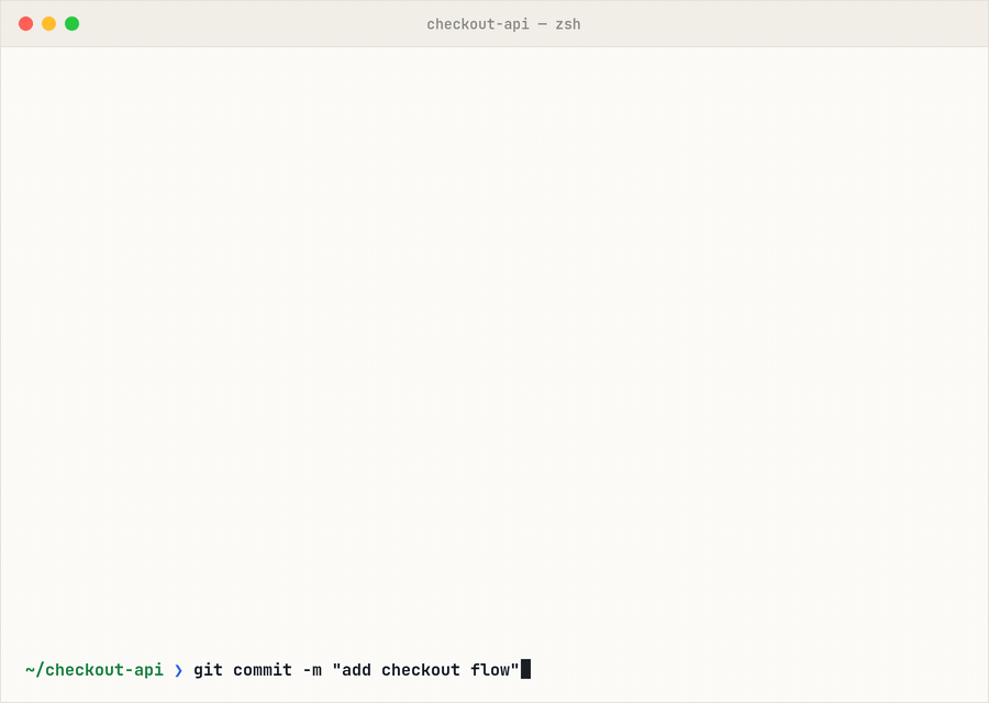 skillgate blocking a git commit because two gates fail, then letting it through once they are fixed