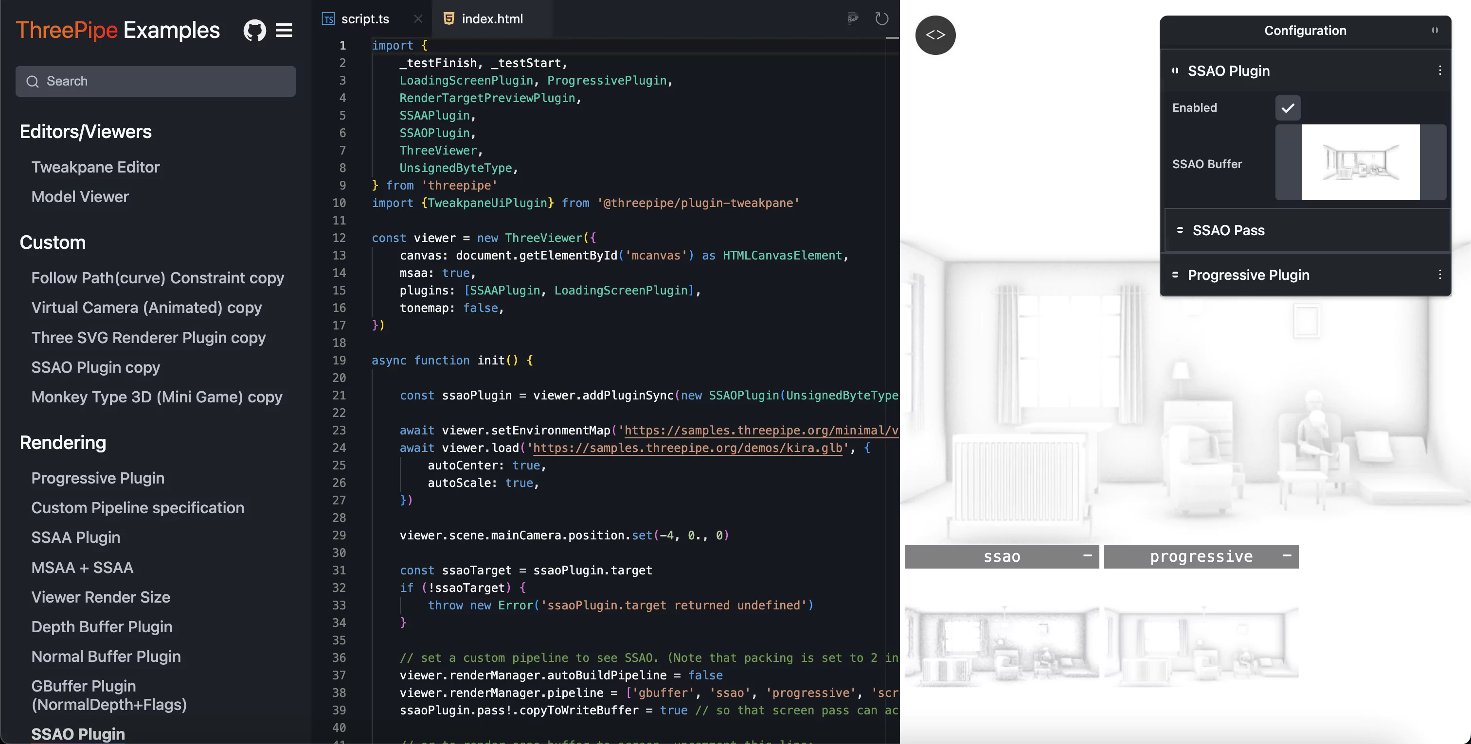 Threepipe Examples SSAO With Editor