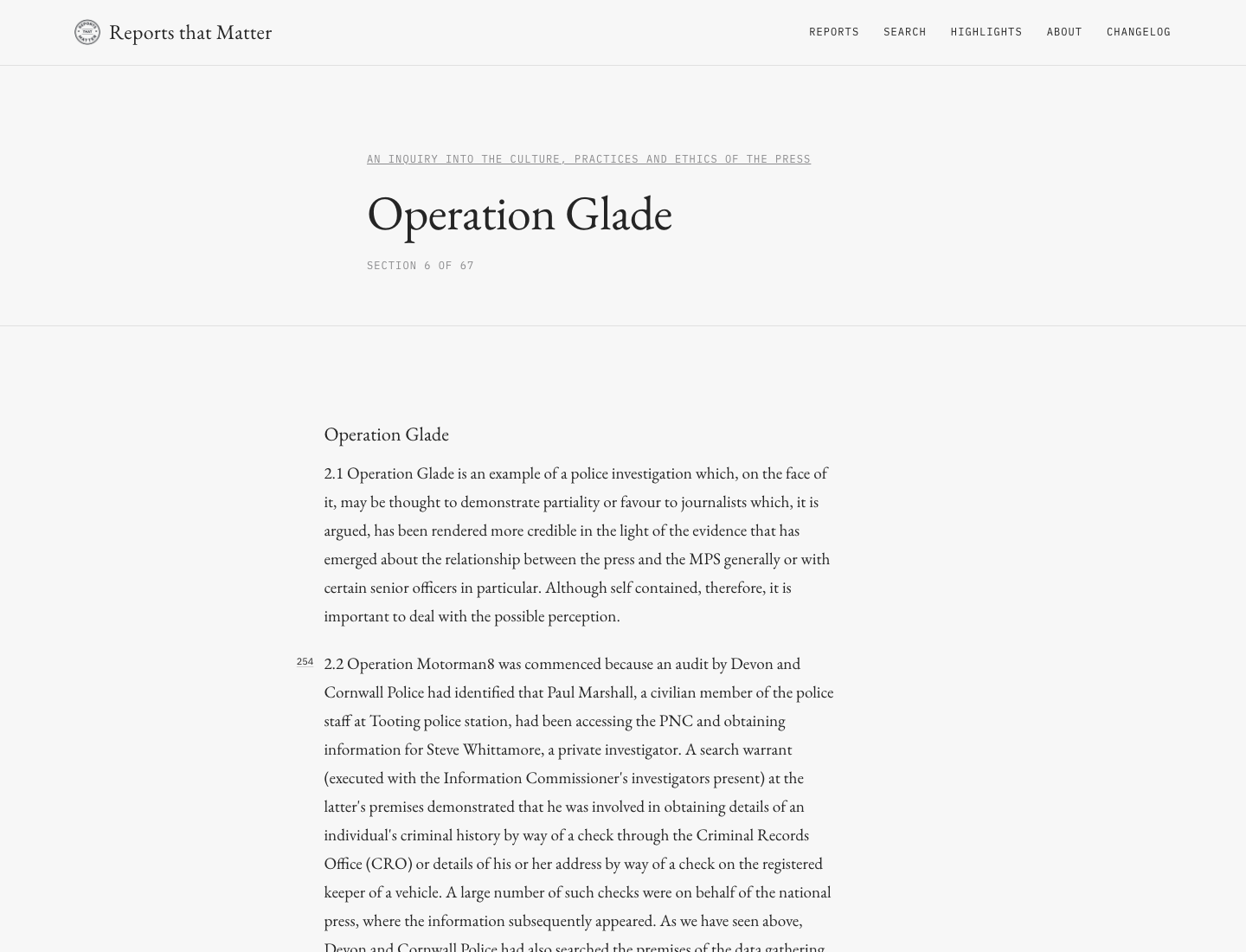 Operation Glade after the page-flow repair