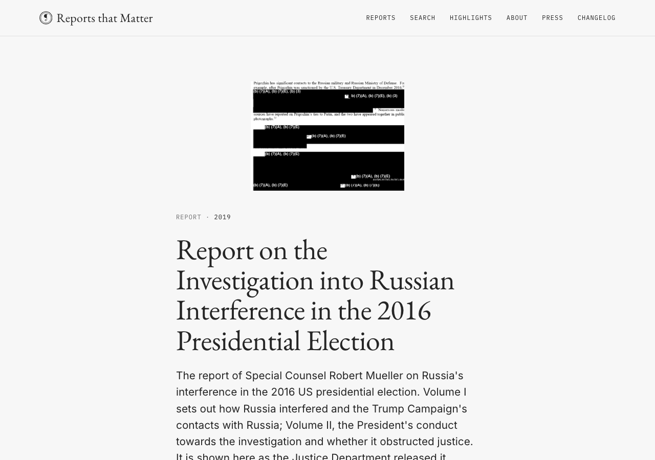 The Mueller Report's landing page