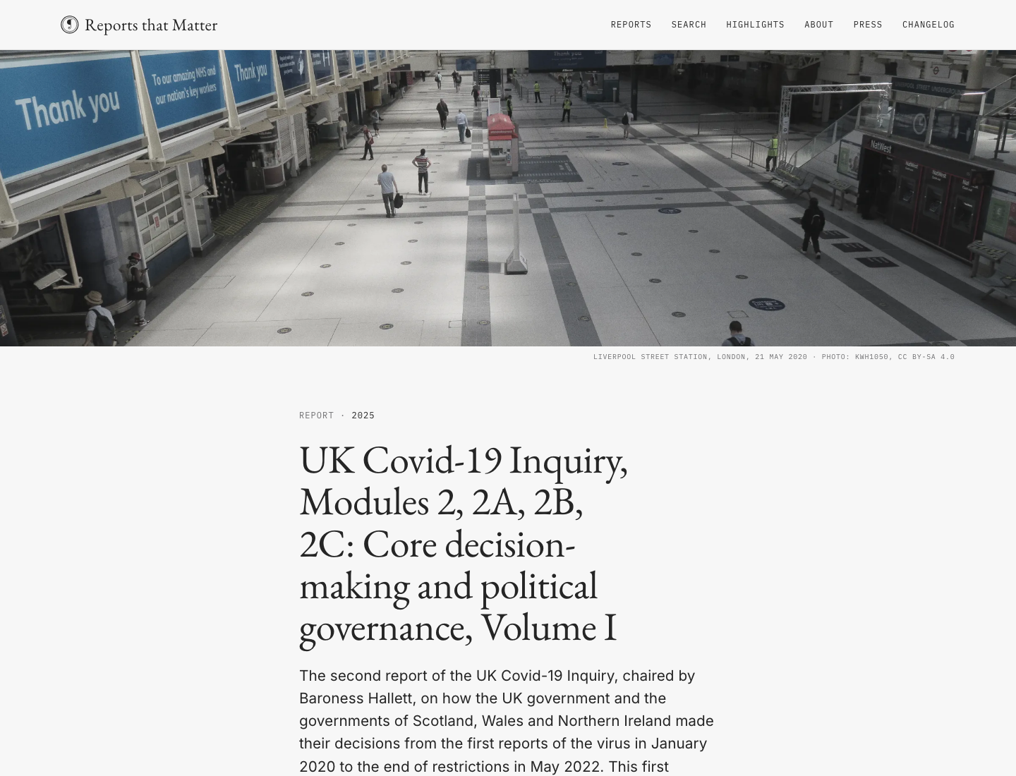 Covid Inquiry Module 2 landing page