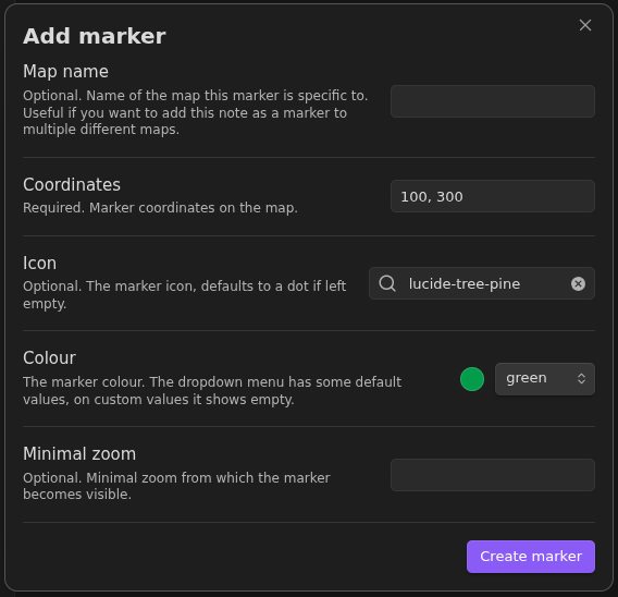 add marker modal