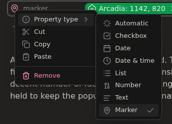 set marker property type