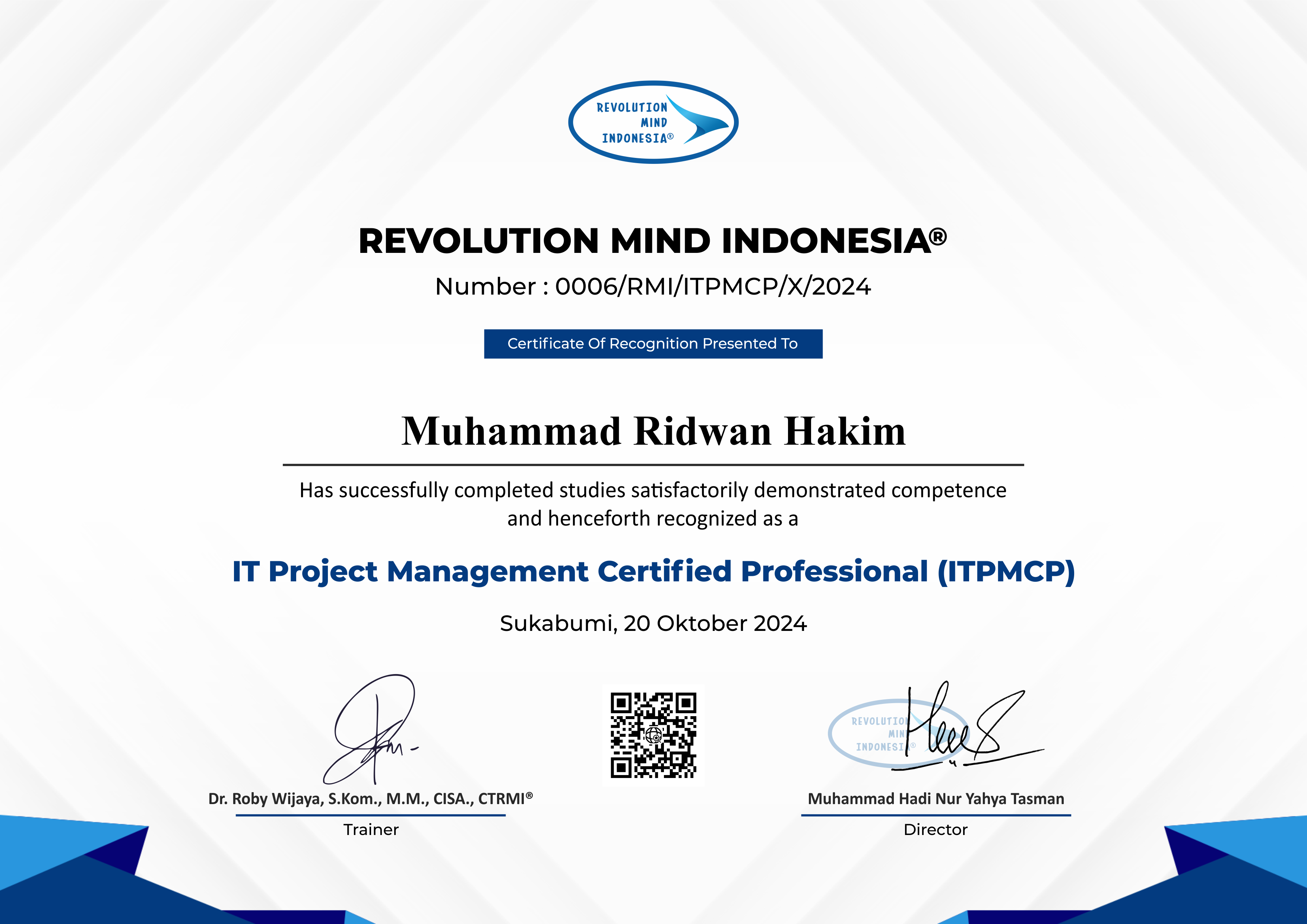 Muhammad Ridwan Hakim - IT Project Management Certified Professional