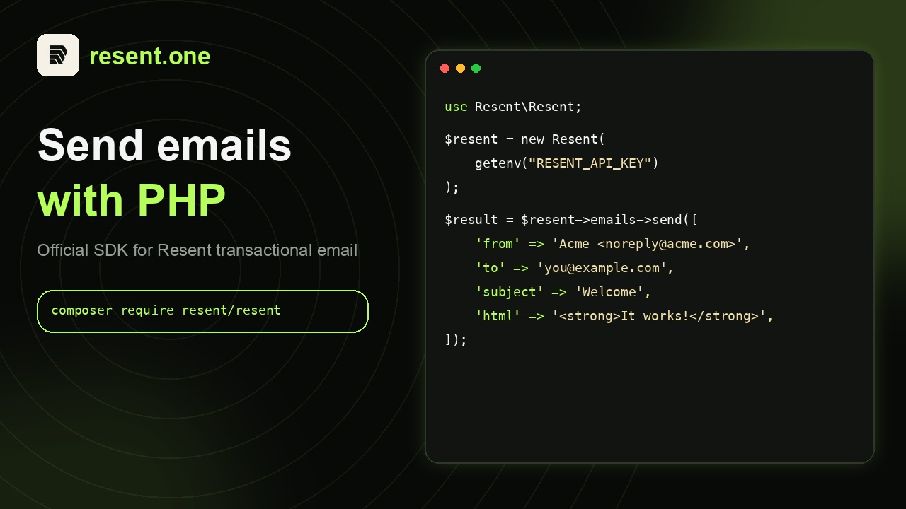 Send emails with PHP — Resent