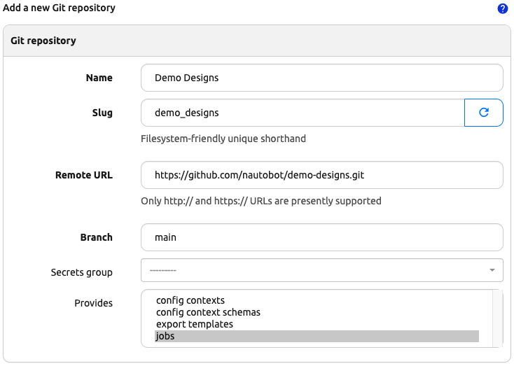 Git Data Source Screenshot