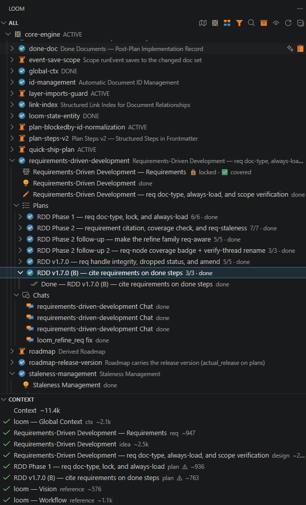 Loom Threads + Context view