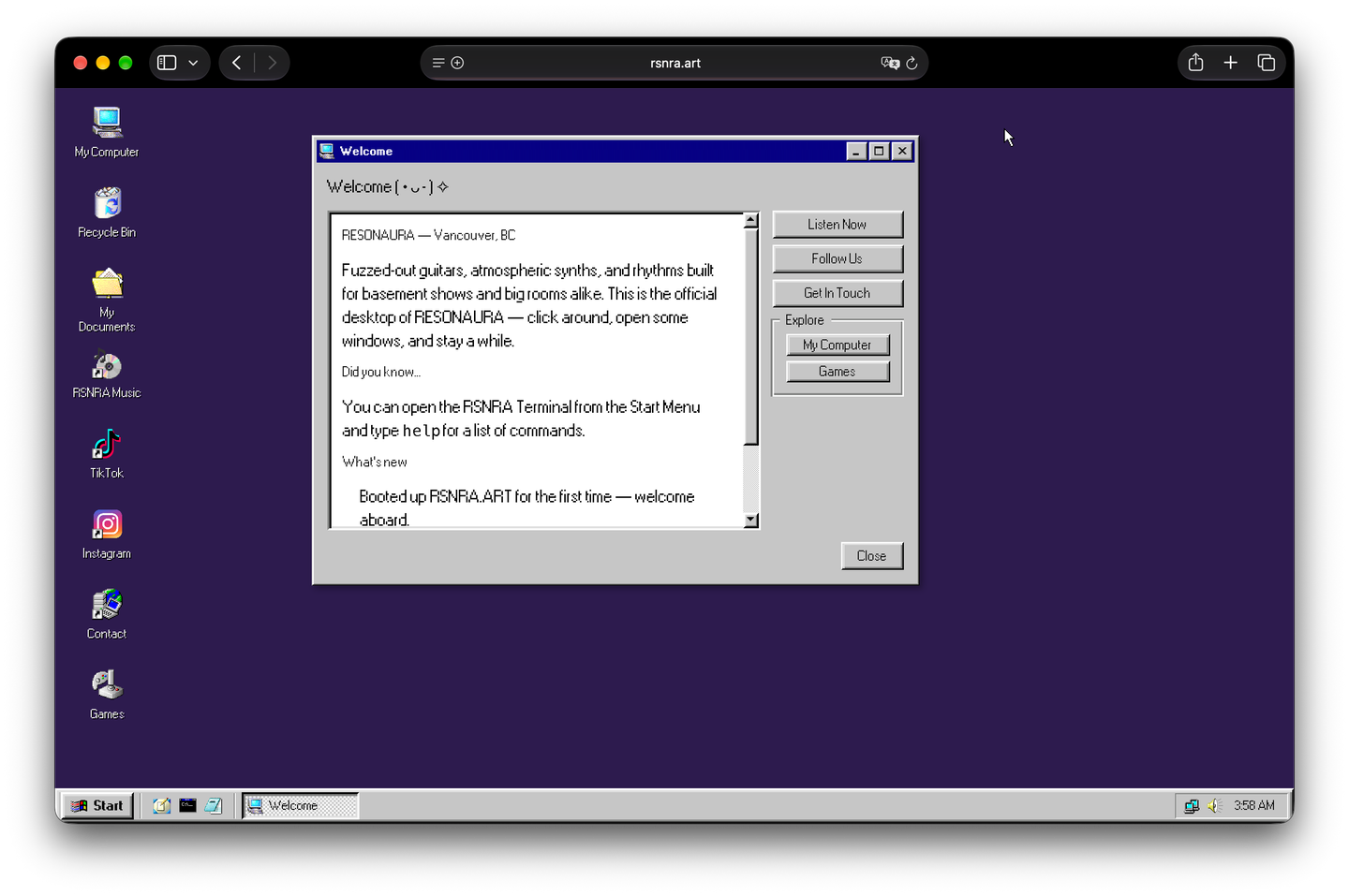 rsnra.art Windows 95 Desktop Experience