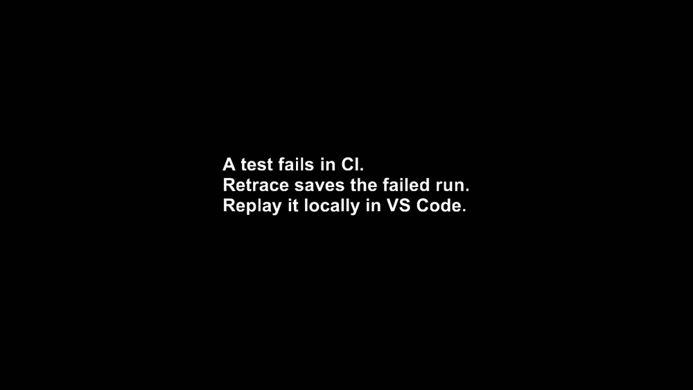 Failed pytest run replayed in VS Code with Retrace, stepping backwards from the assertion failure to the runtime state that caused it.