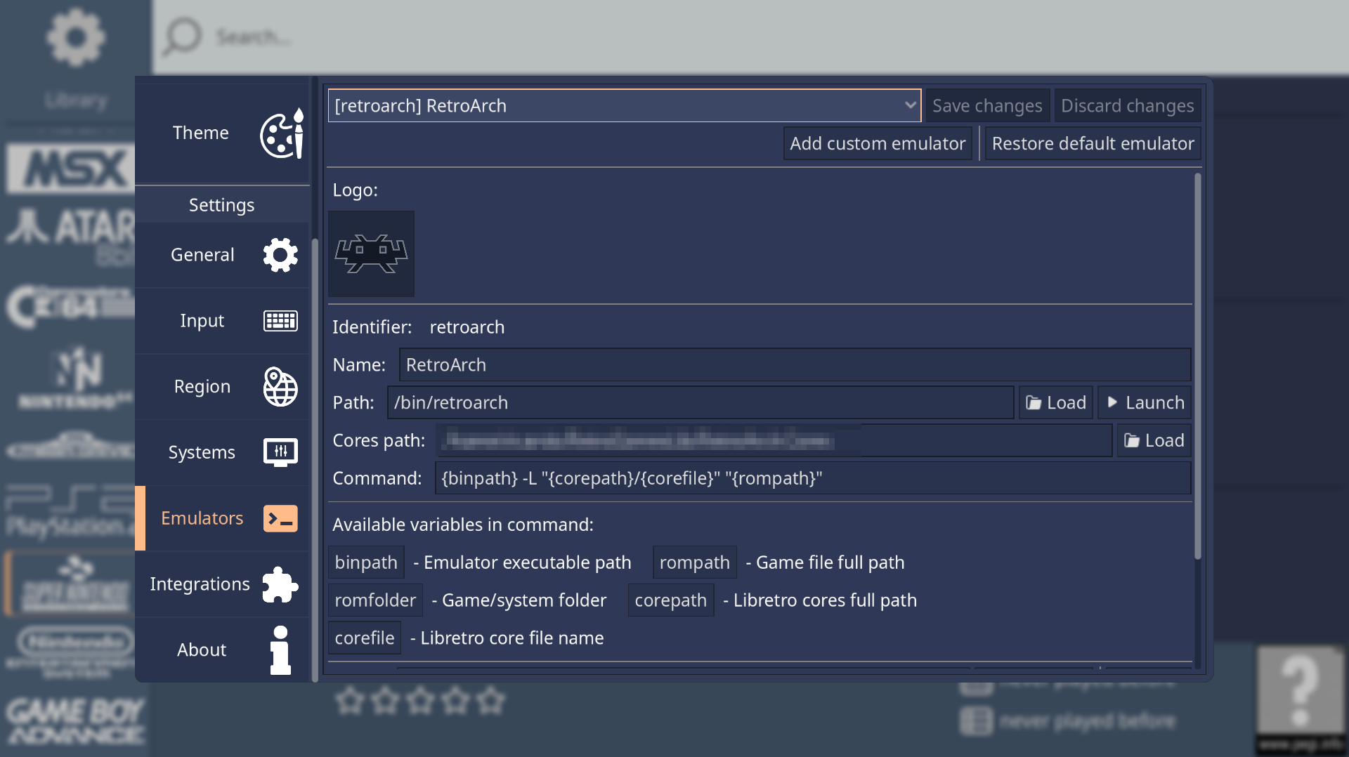 RetroHub - Configure Emulator