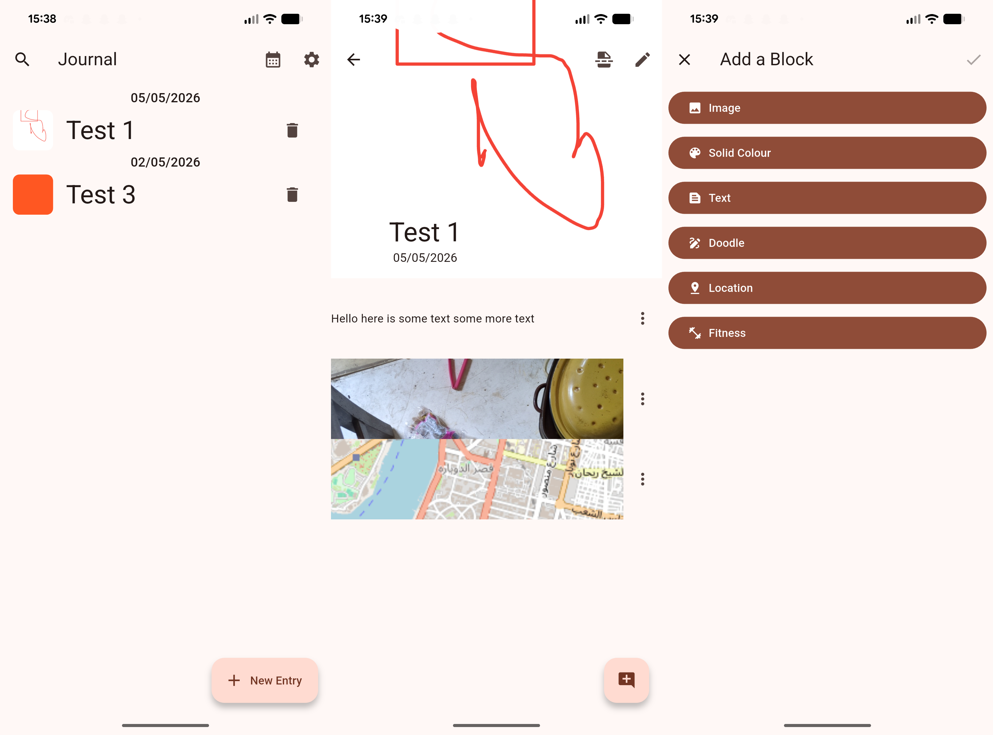 Screenshot of Journal