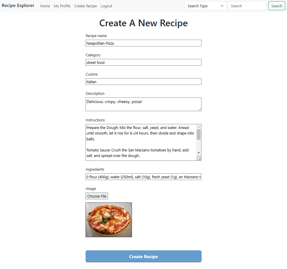 create recipe