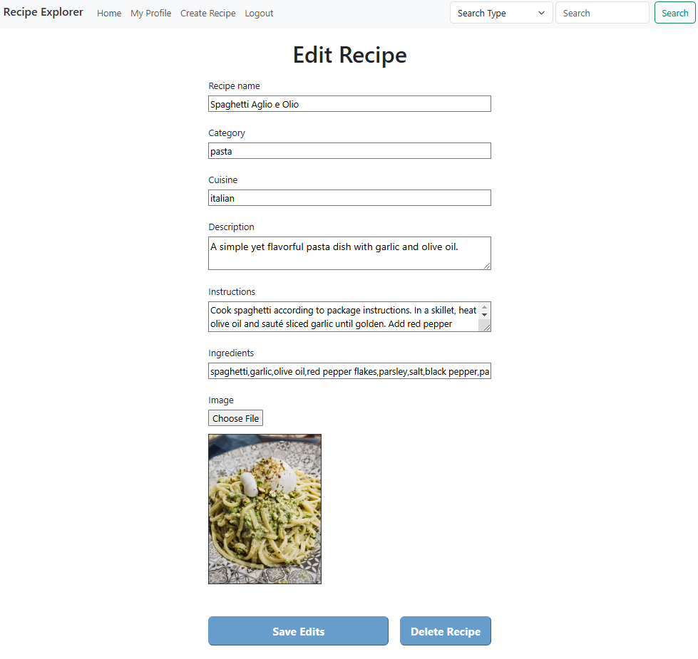 edit recipe