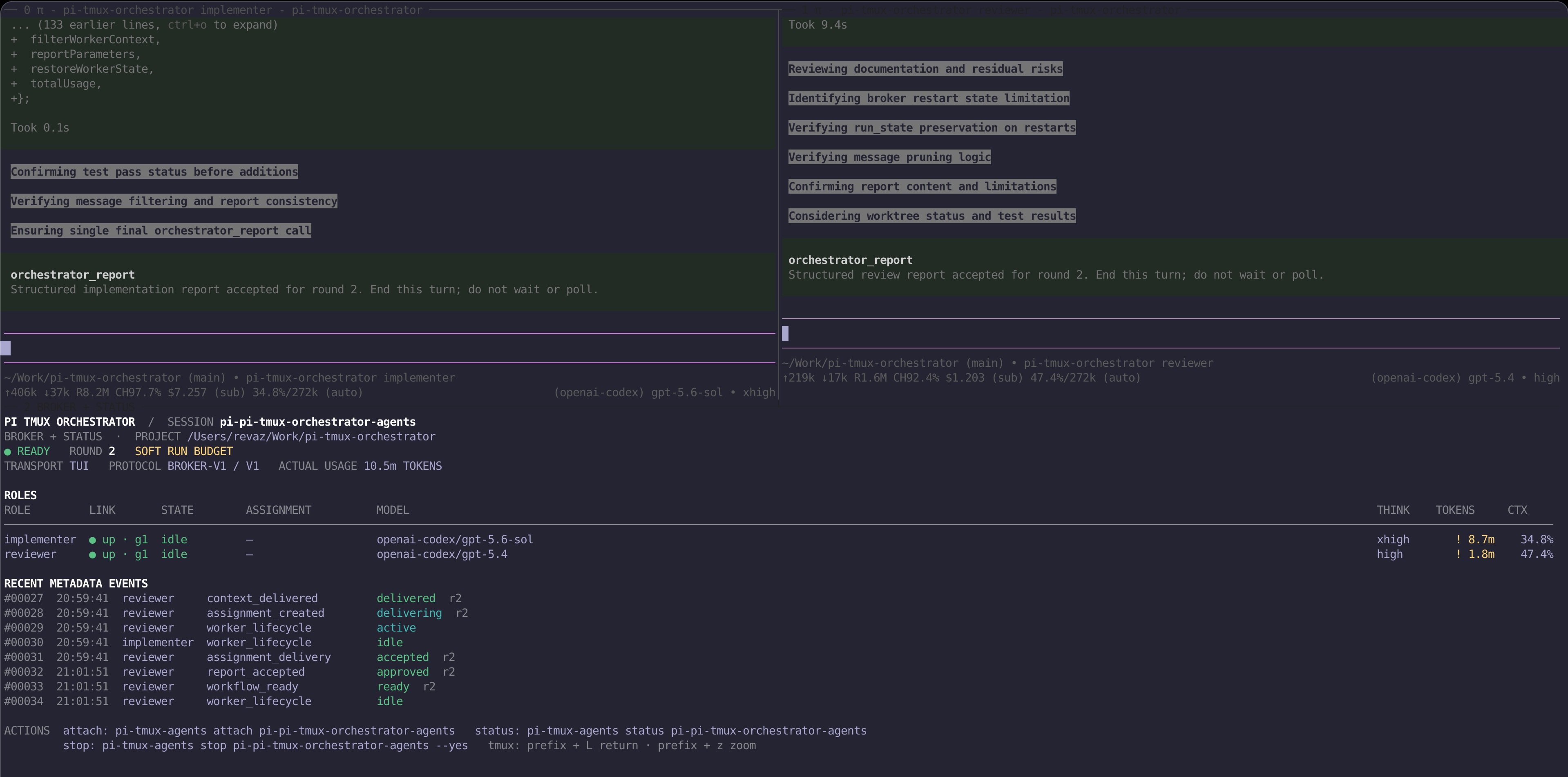Pi Tmux Orchestrator native worker grid and broker dashboard